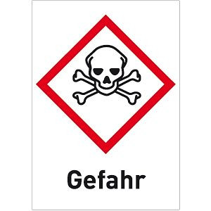 Moedel Akute Toxizität (GHS 06) Gefahr, Folie, 37x52 mm, VE: 6 Stück/Bogen, 56398
