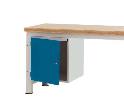 Manuflex Gehäuse-Unterbau PROFI, Nutzhöhe 500 mm mit 1 Tür rechts angeschlagen und Einlegeboden, für Werkbanktiefe 700 mm, Brillantblau, ZB4982.5007