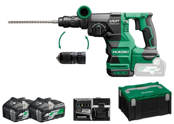 HiKOKI 36V Akku Bohr-& Meißelhammer (Brushless), 36 Volt, 2 x 4.0 Ah, DH3628DC (4.0 MV) (HSC III), DH3628DCWVZ
