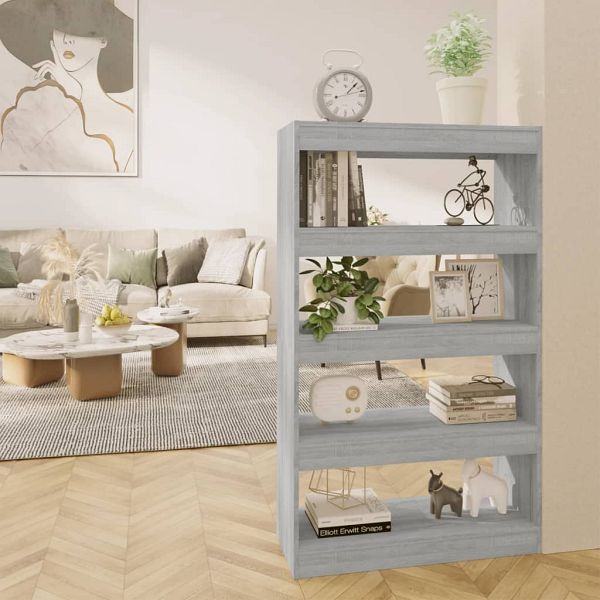 vidaXL Bücherregal/Raumteiler Grau Sonoma 80x30x135 cm Holzwerkstoff, 813621