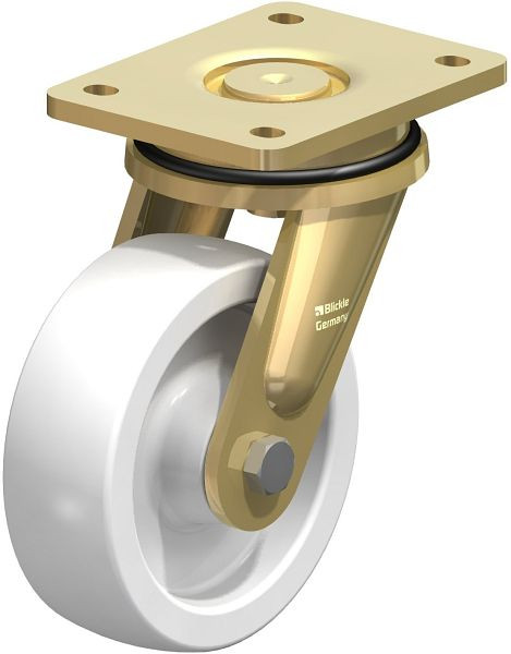 Blickle LS-SPO 150G Stahlgeschweißte Schwerlast-Lenkrolle, schwere Drehkranz-Ausführung, Polyamid, Weiß, 48405