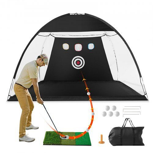 VEVOR Golfnetz, 3 x 2,1 m, Golfschwungtraining zu Hause, mit Zielscheibe/Rasenmatte/Bällen/Tee/Tragetasche, für Driving- und Chippi, ZPK10X7YCTZ053EAWV0