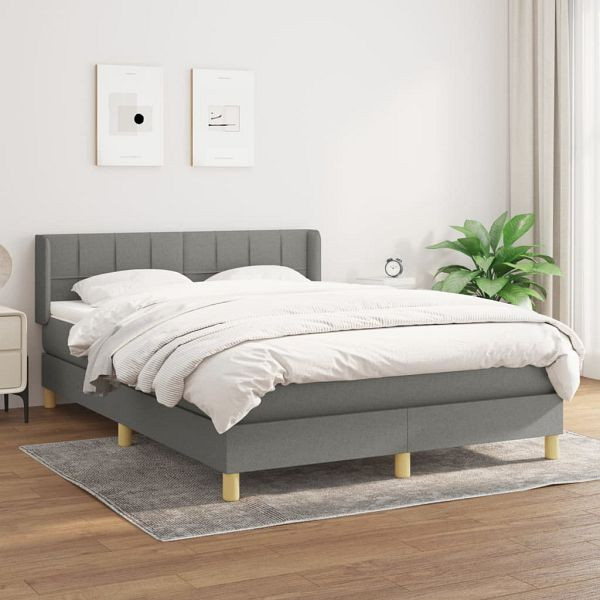 vidaXL Boxspringbett mit Matratze Dunkelgrau 140x200 cm Stoff, 3130274