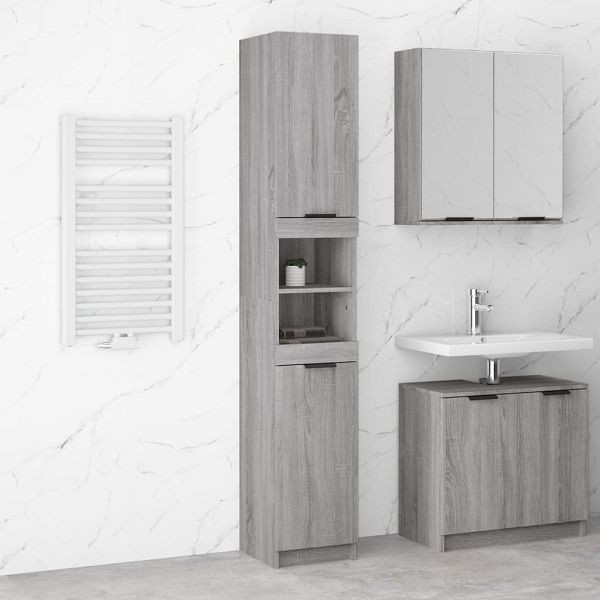 vidaXL Badschrank Grau Sonoma 32x34x188,5 cm Holzwerkstoff, 817070