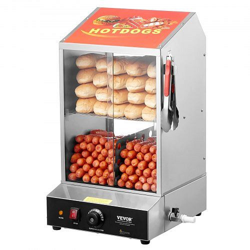 VEVOR Hot Dog Dampfgarer 2-stufiger Brötchenwärmer 37L Kommerziell Elektrisch, RGZSJ36L2C00OFLLXV2