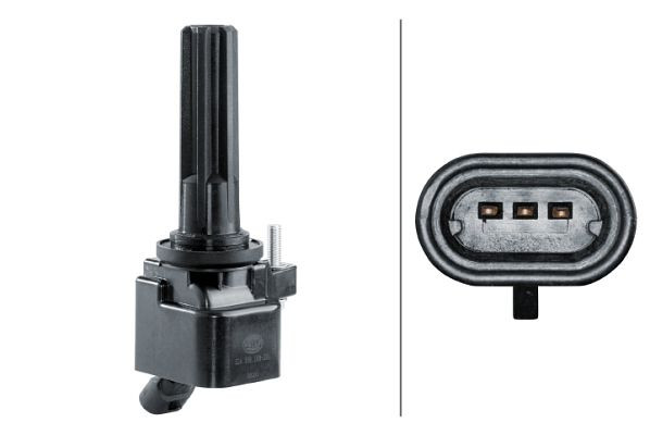 HELLA Zündspule, 3-polig, Kerzenschachtzündspule, Bajonett/geschraubt, 5DA 358 168-291