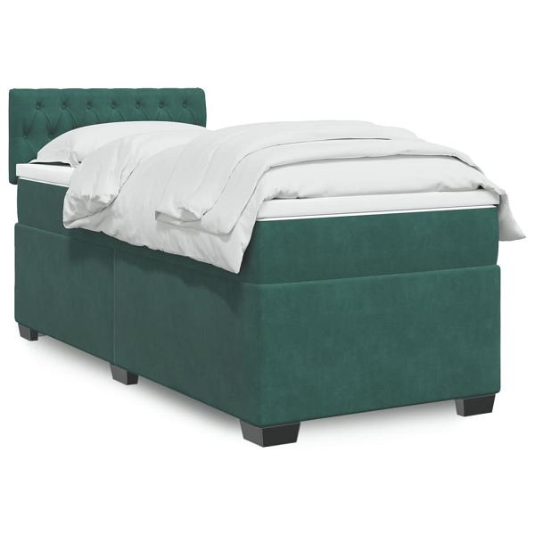vidaXL Boxspringbett mit Matratze Dunkelgrün 100x200 cm Samt, 3288543