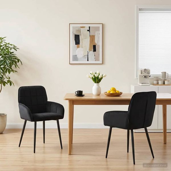 vidaXL Esszimmerstühle 2-teilig Samt Schwarz 57 x 50 x 85 cm, 42034276