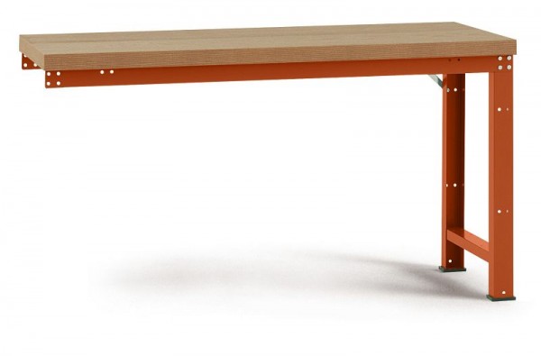 Manuflex Anbauwerkbank PROFI Standard mit Multiplexplatte, BxTxH = 1500 x 700 x 840 mm, Rotorange, WP4014.2001