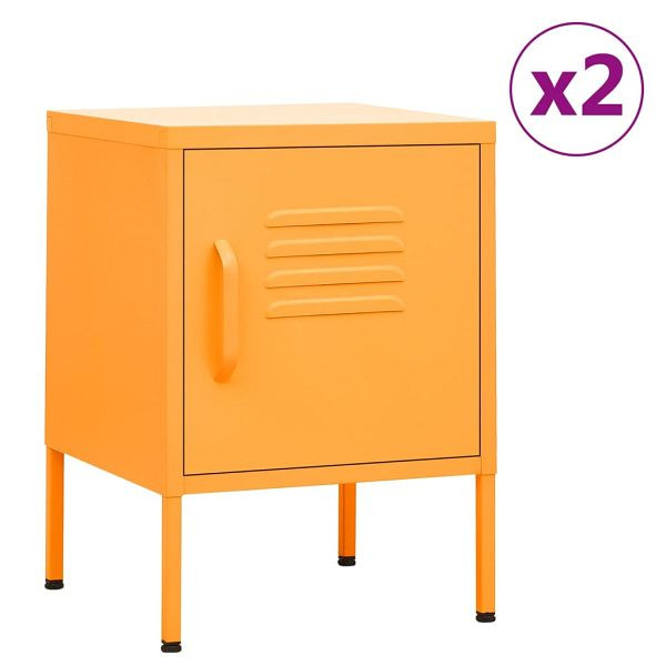 vidaXL Nachttische 2 Stück Senfgelb 35x35x51 cm Stahl, 3095207