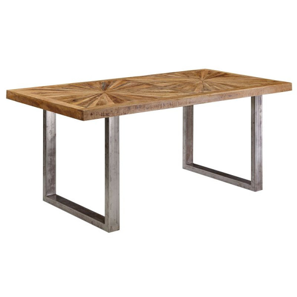 Wohnling Esstisch Mango Massivholz 180x76,5 x90 cm, Loft Natur, Massiv mit Metallgestell, Industrial, WL5.947