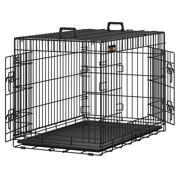 Feandrea Hundebox, klappbar, 92,5 cm lang, 2 Türen, L, Schwarz, PPD36H