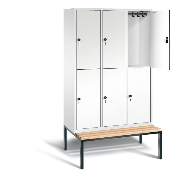 C+P Spind doppelstöckig Evolo, H2090xB1200xT815mm, Farbe: Verkehrsweiß / Dekor Weiß, 48350-32 S10277