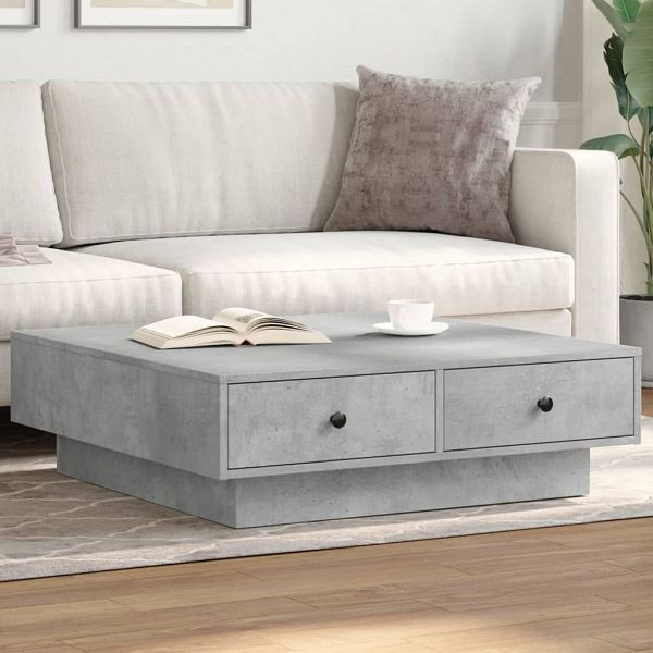vidaXL Couchtisch Betongrau 90x90x28 cm Holzwerkstoff, 848090