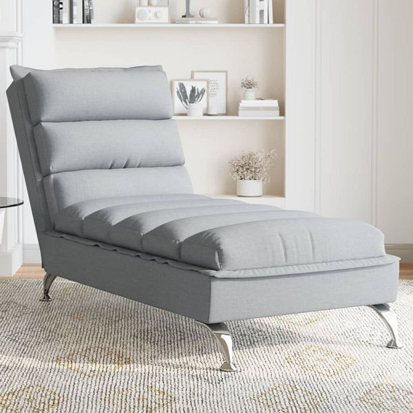vidaXL Chaiselongue mit Kissen Hellgrau Stoff, 379468, 8721012458352