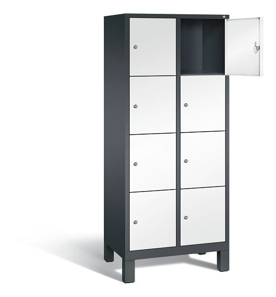 C+P Schließfachschrank Evolo, H1850xB810xT500mm, Farbe: Schwarzgrau / Verkehrsweiß, 48010-224 S10165