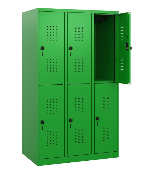 C+P Doppelstöckiger Spind Evolo PLUS, 6 Fächer, 1530x900x500mm, 6037/6037, Drehriegel, 0493005-30 S10037