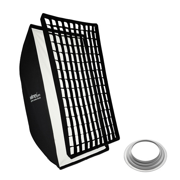 Walimex pro Essential Softbox 80x120cm + Softboxadapter für Hensel Expert, um 360° drehbar, einfacher Aufbau, inkl. Grid, 1023492