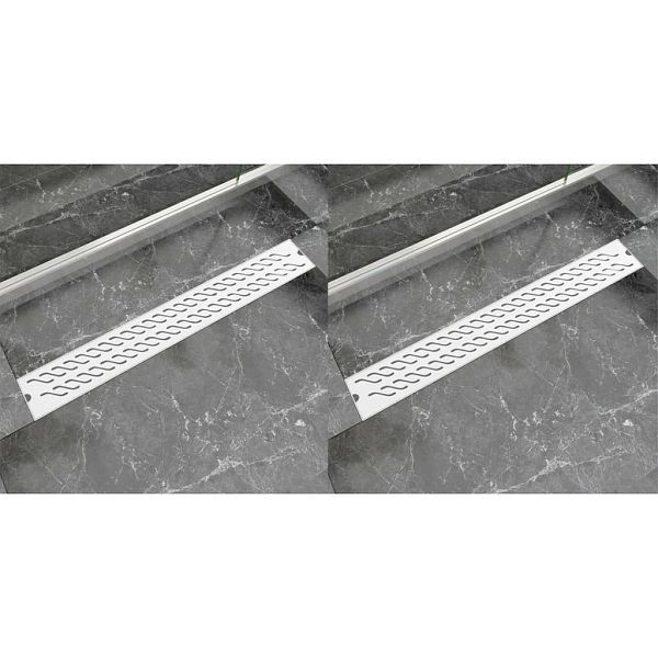 vidaXL Lineare Duschrinnen, Wellen 830 x 140 mm Edelstahl, VE: 2 Stück, 275962, 8718475797418