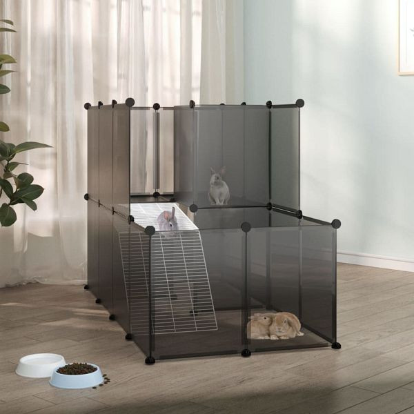 vidaXL Kleintierkäfig Schwarz 142x74x93 cm PP und Stahl, 340573