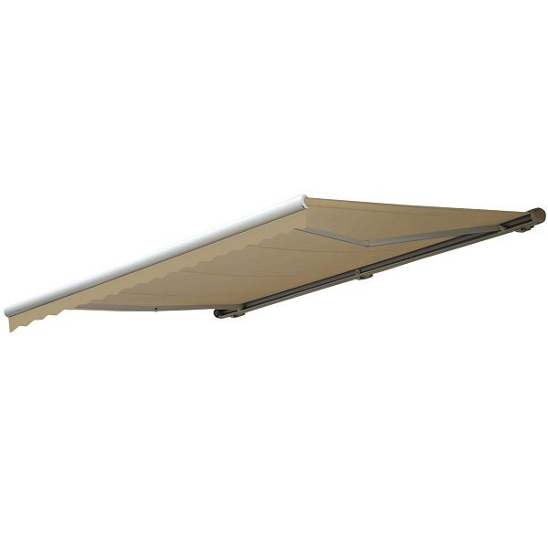 Mendler Elektrische Kassetten-Markise T123, Vollkassette Volant 4,5x3m, Polyester Creme, 34287+34295+34432+34306