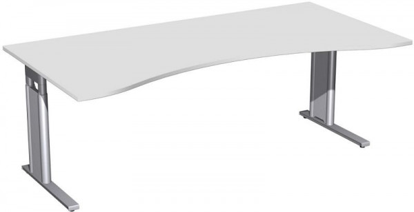 geramöbel Schreibtisch Ergonomieform höhenverstellbar, C Fuß Blende optional, 2000x1000x680-820, Lichtgrau/Silber, N-647338-LS