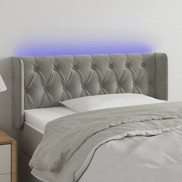 vidaXL LED Kopfteil Hellgrau 103x16x78/88 cm Samt, 3123614