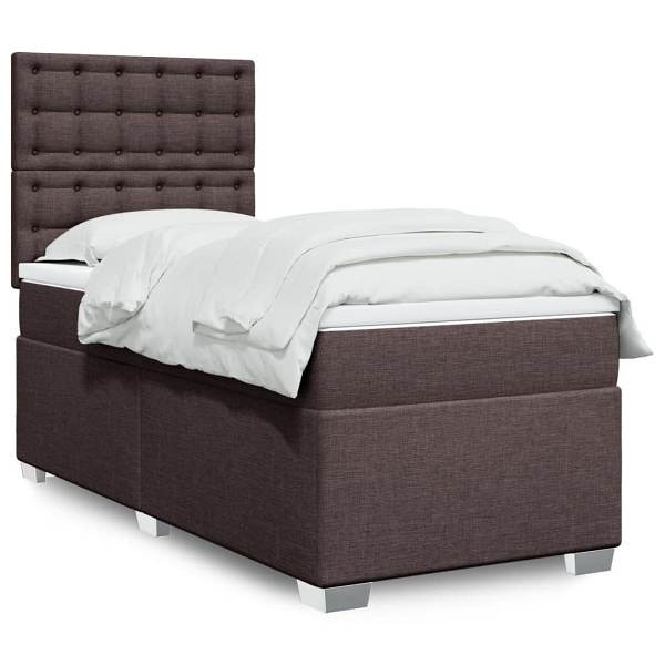 vidaXL Boxspringbett mit Matratze Dunkelbraun 80x200 cm Stoff, 3292632