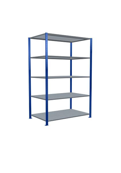 Schulte Grundregal, Steckregal MULTIplus250, 2000 x 1300 x 800 mm, 5 Fachböden, Kreuzstrebe, RAL 5010 enzianblau/verzinkt, 12980-130-B