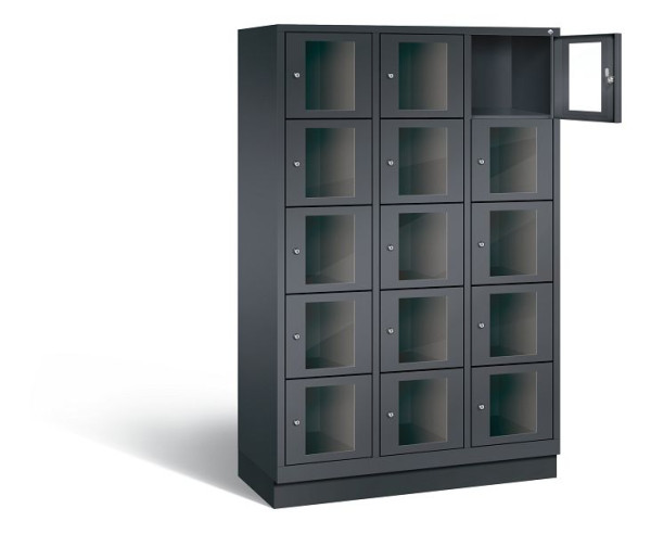 C+P Schließfachschrank Classic, H1800xB1200xT500mm, Farbe: Schwarzgrau, 8020A325 S10015