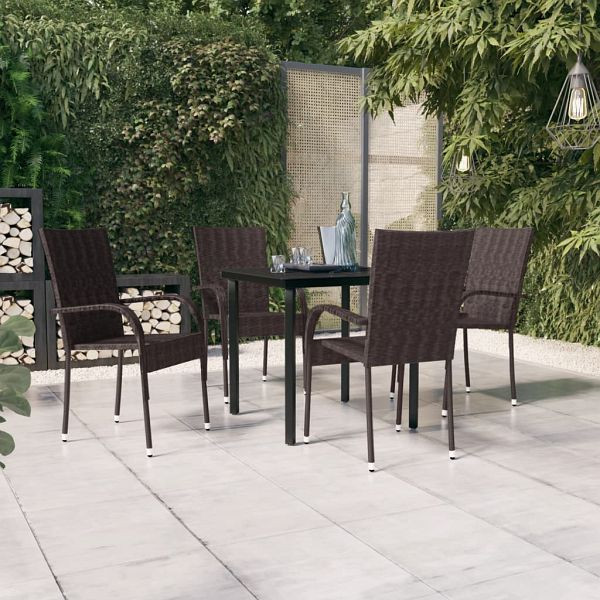 vidaXL 5-teilig Garten-Essgruppe Braun und Schwarz, 3099384