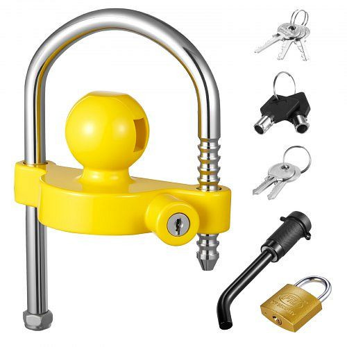 VEVOR Anhängerschloss-Set, für 1-7/8 Zoll, 2 Zoll, 2-5/16 Zoll Kupplungen, höhenverstellbar, mit Schlüsseln, Gelb, CZSOHSDUX178O5DO4001V0