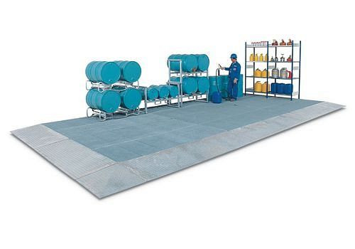 DENIOS Bodenelement classic-line, verzinkt, Gitterrost, Radlast 450 kg, 2500 x 500 x 123 mm, 115145
