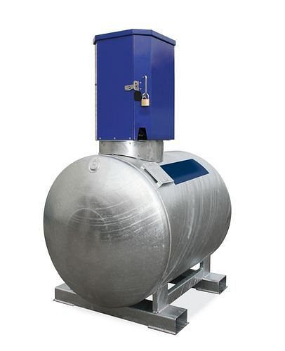 DENIOS Mobile Dieseltankanlage KC1000-S, 1000 Liter, 12/24 V-Pumpe, Flügeltürenschrank, 252573