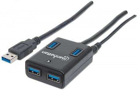 MANHATTAN USB 3.0 Hub, 4 Ports, Stromversorgung über Netzteil oder USB, 162302