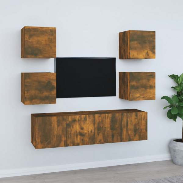 vidaXL 6-tlg. TV-Schrank-Set Räuchereiche Holzwerkstoff, 3120239
