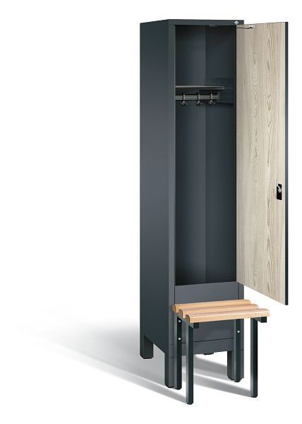 C+P Garderobenschrank Evolo, H1850xB420xT815mm, Farbe: Anthrazitgrau / Dekor Sen-Esche, 48030-12 S10098