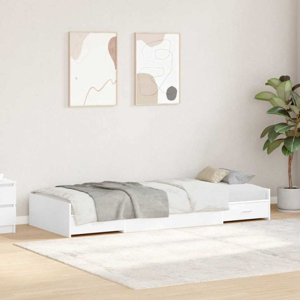vidaXL Bett mit Stauraum mit Kopfteil Weiß 75 x 190 cm Holzwerkstoff, 3335253