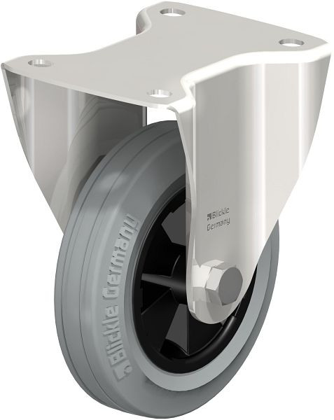 Blickle BX-VPP 150G-SG Edelstahl-Bockrolle mit Anschraubplatte, Vollgummi, Grau, 610063