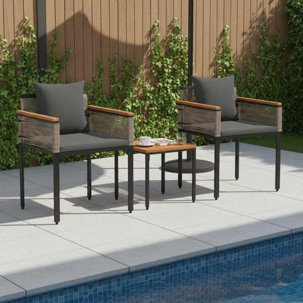 vidaXL Gartenmöbel Set mit Kissen 3 pcs Grau und Dunkelgrau PE-Rattan, 42025233