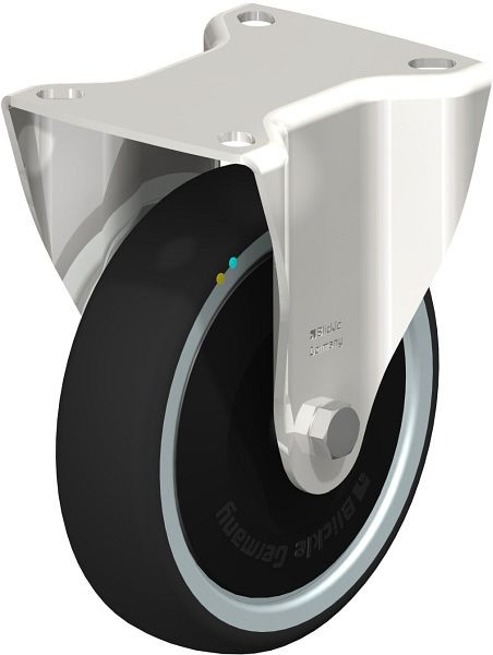 Blickle BX-PATH 125KD-ELS-FK Edelstahl-Bockrolle mit Anschraubplatte, Thermoplastisches Polyurethan, Grau, 853692