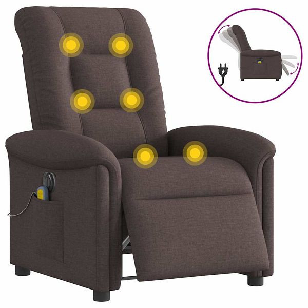 vidaXL Massagesessel Elektrisch Dunkelbraun Stoff, 3303249