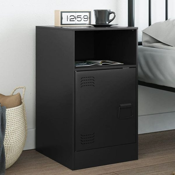 vidaXL Nachttisch Schwarz 34,5x39x62 cm Stahl, Material: Kaltgewalzter Stahl, 841763