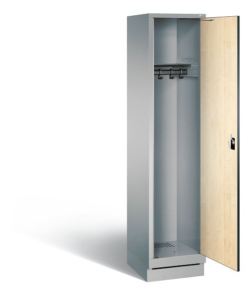 C+P Garderobenschrank Evolo, H1800xB420xT500mm, Farbe: Weißaluminium / Dekor Donau-Ahorn, 48020-12 S10445