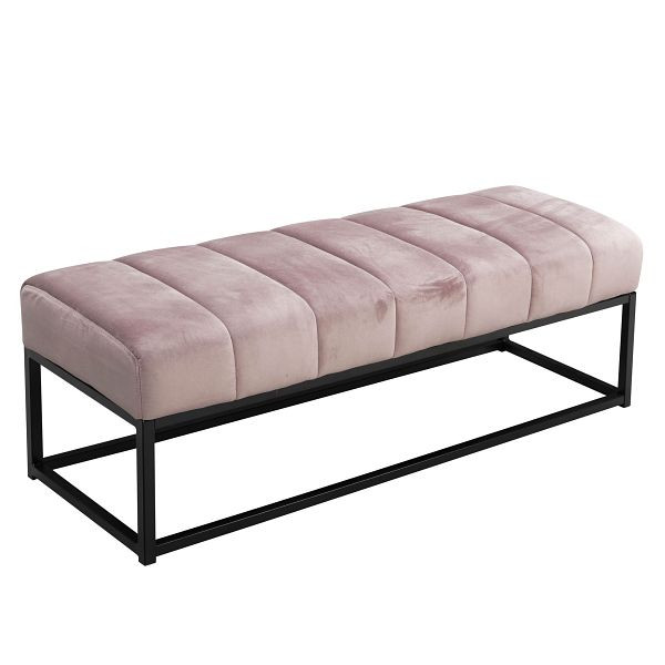Wohnling Sitzbank Samt Rosa 108x40x40cm Flur Polsterbank mit Metallgestell, Design Bettbank Schlafzimmer Gesteppt, Flurbank Garderobenbank Modern, WL7.011