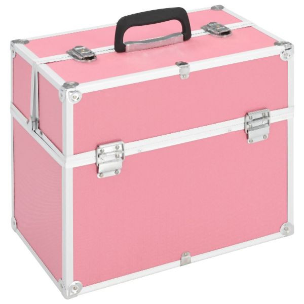 vidaXL Kosmetikkoffer 38x23x34 cm Rosa Aluminium, 91834