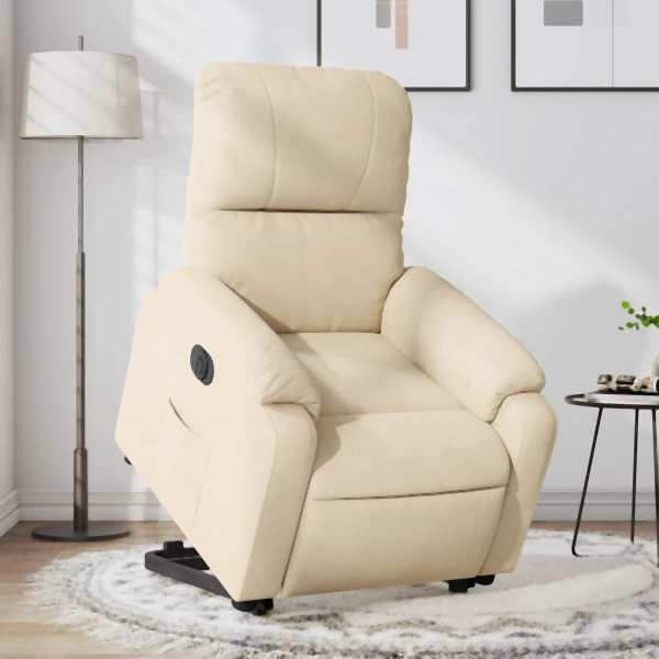 vidaXL Relaxsessel mit Aufstehhilfe Elektrisch Creme Mikrofasergewebe, 3204947