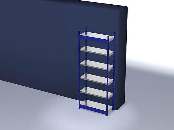 hofe Fachboden-Grundregal, 2500x400x1000 mm, 6 Fachebenen, verzinkt / RAL 5010, 200 kg Fachlast, 1800 kg Feldlast, einseitige Bedienung, RFG254010ME