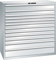 LISTA Schubladenschrank 78x36E (BxTxH) 1431x725x1450mm KEY Lock, Lichtgrau, 12 Schubladen, Fronthöhen: 75-200mm, 78.872.020