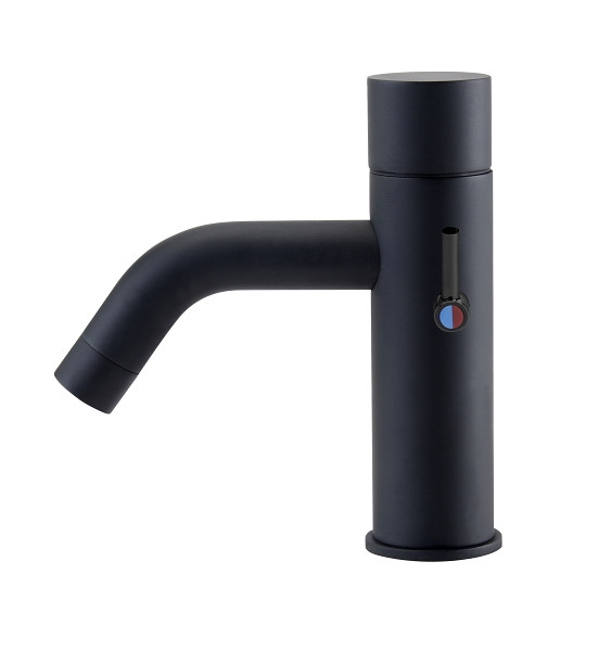 Benkiser Metrix Fashion Mischer, Elektronik Waschtisch-Misch-Armatur, Sensor im Auslauf, Netzbetrieb, Schwarz, 1996063-F02